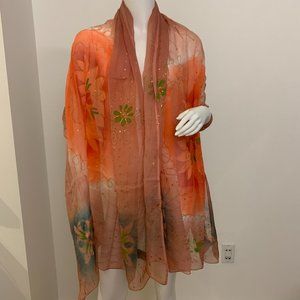 Idea Plus 39" X 79" Hand painted silk Scarf